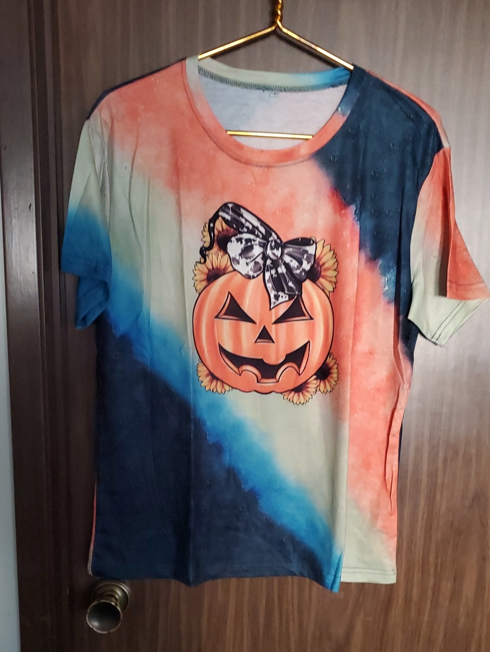 Adult Or Kids Halloween Pumpkin Tie-Dye Tee - Orange & Blue